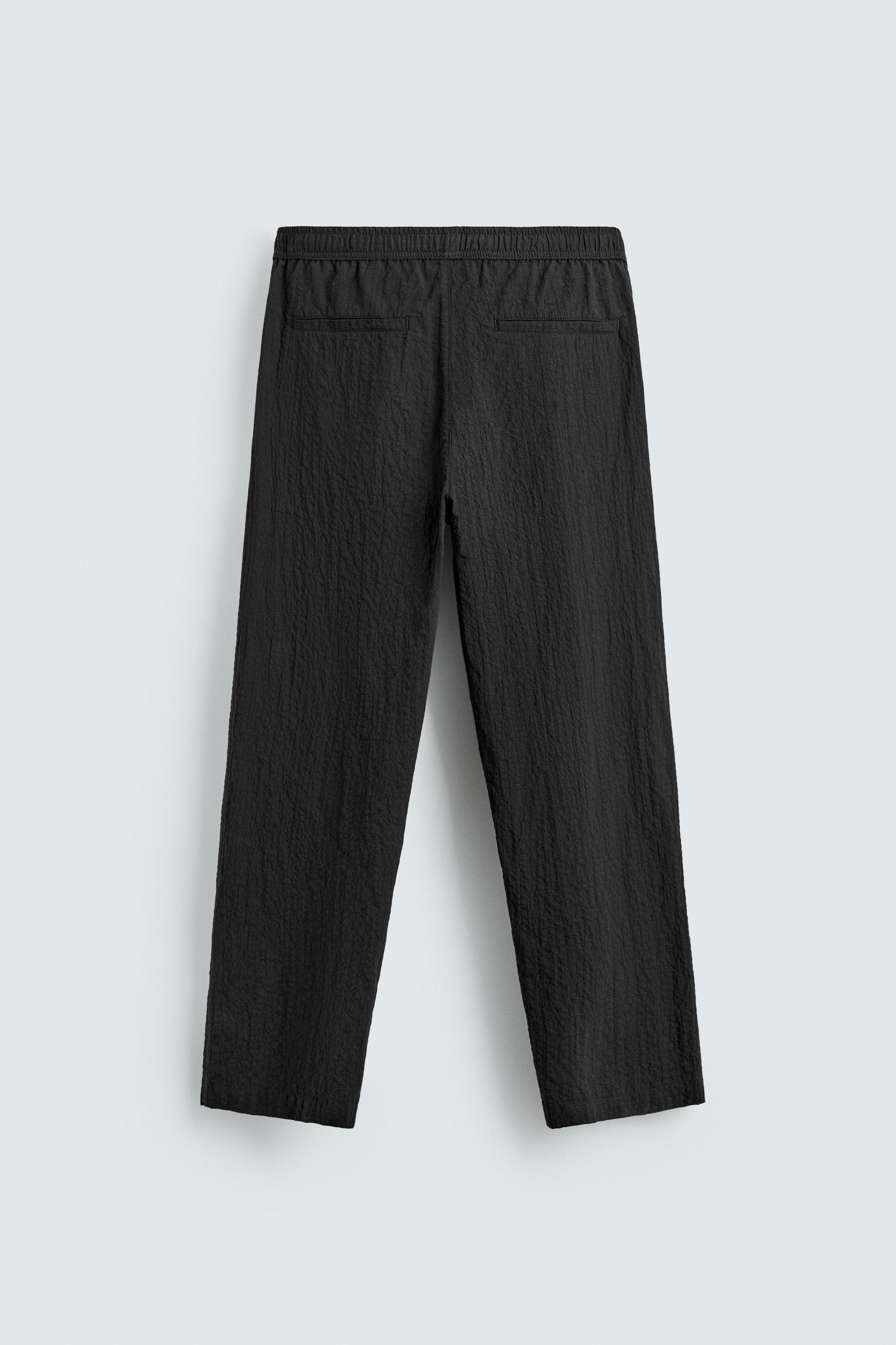 レギュラーフィット テクスチャードパンツ - ブラック | ZARA Japan / 日本