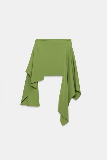 تنورة قصيرة بحدود مدببة ZW COLLECTION - أخضر الخاص بـ Zara
