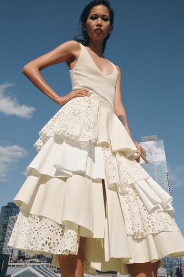 ΦΟΥΣΤΑ ΜΙΝΤΙ PATCHWORK ZW COLLECTION LIMITED EDITION - Σπασμένο λευκό του Zara
