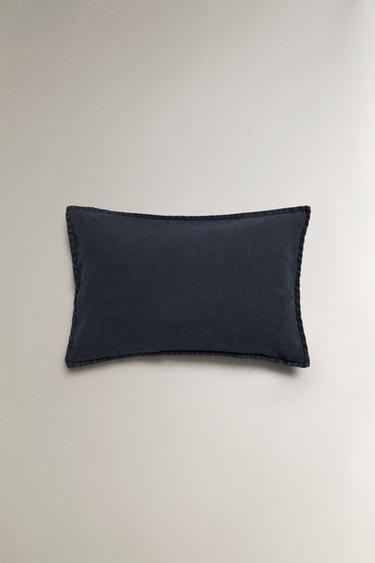 Zara FADED LINEN THROW PILLOW COVER - Mid-blue - Image 0