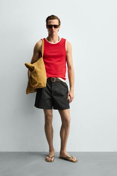 CAMISETA TANK RIB DOBLE - Blanco / Rojo de Zara - Imagen 0