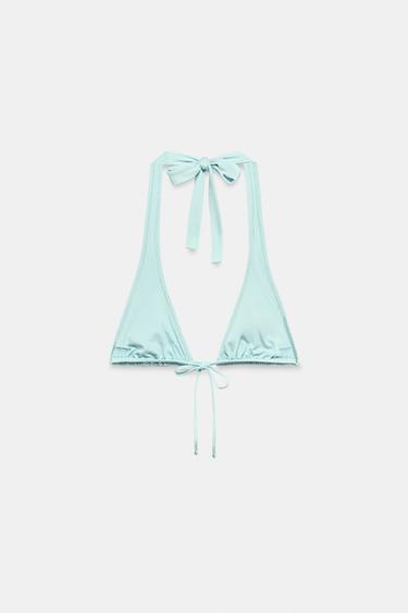 TOP BIKINI COULISSANT À CLOUS - Turquoise clair de Zara - Image 4
