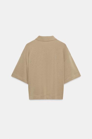 POLO FLUIDE À MANCHES COURTES - Beige de Zara - Image 6