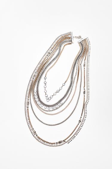 KAKSIVÄRINEN HELMIKAULAKORU KIMALTEILLA - Kulta/hopea Zaralta