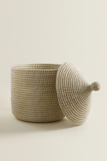 ROUND BASKET WITH LID - Light beige by Zara - Image 3
