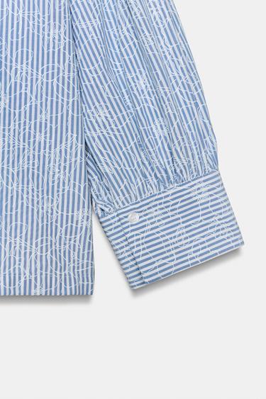 STRIPED FLORAL PRINT SHIRT - Blue/White by Zara - Image 7