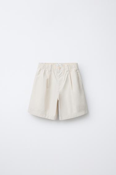 BALLOON BERMUDA SHORTS WITH ELASTIC WAISTBAND - Ecru by Zara