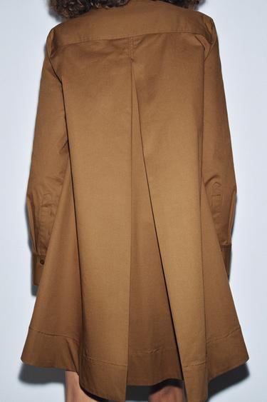 ROBE CHEMISE EN POPELINE ZW COLLECTION - Marron clair chiné de Zara - Image 4