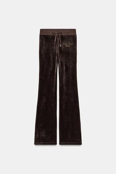 VELVET TROUSERS - Brown by Zara
