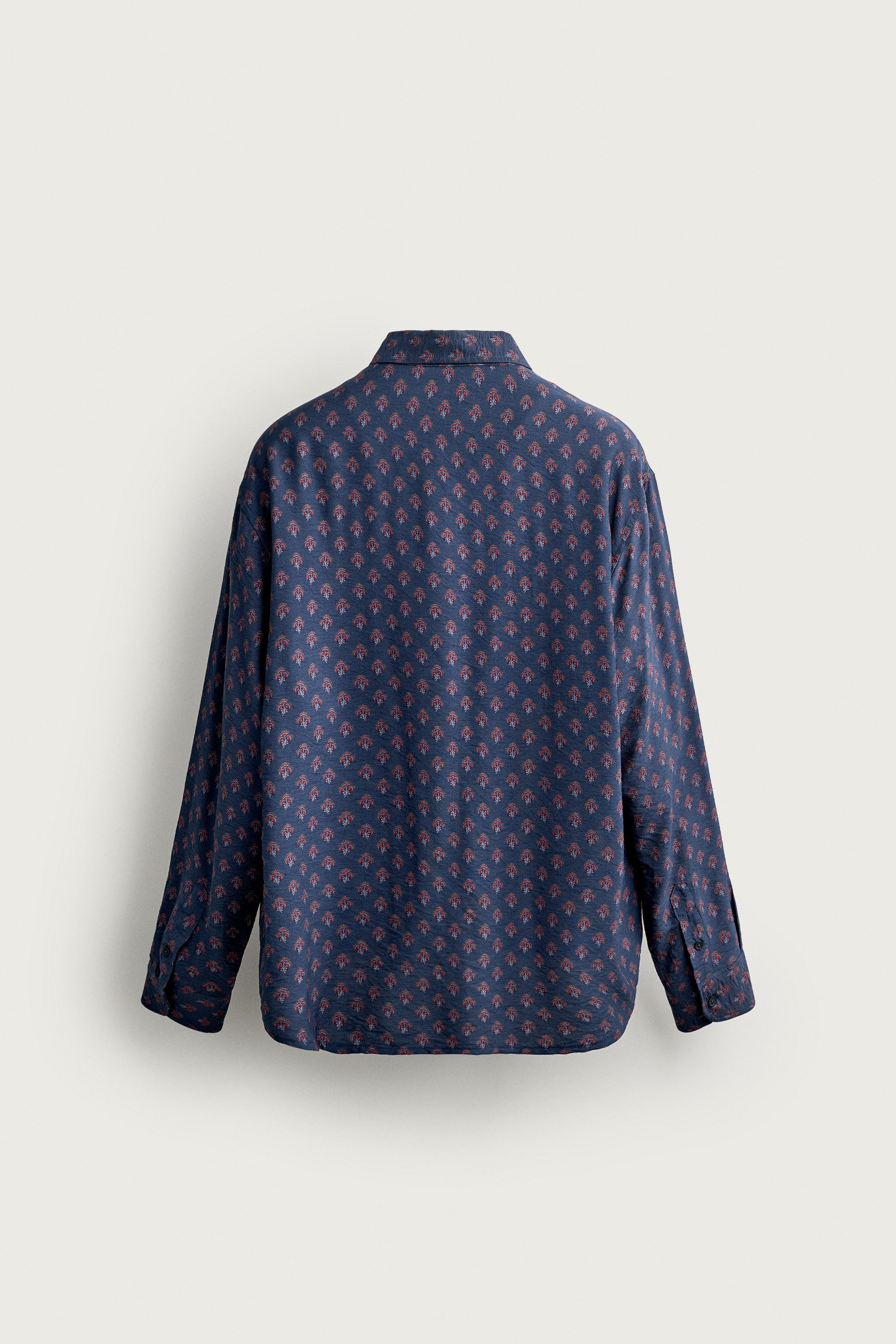 Мужские рубашки Zara GEOMETRIC PRINT FLUID SHIRT — фото 8