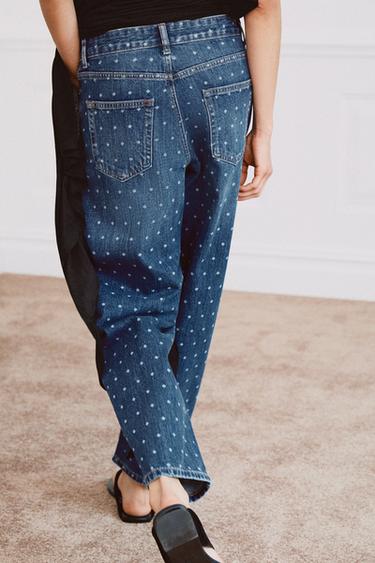 JEAN ZW COLLECTION TAPERED TAILLE NORMALE À POIS - bleu de Zara - Image 2