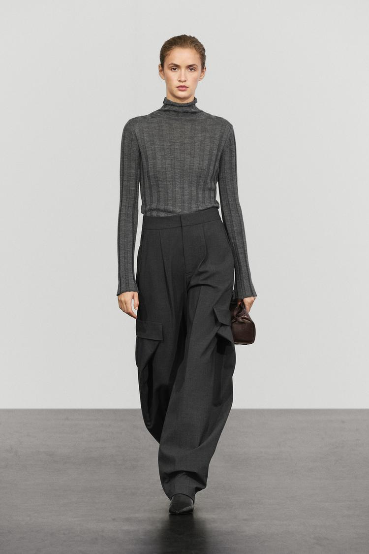 Flannel cargo pants with darts — Anthracite grey
