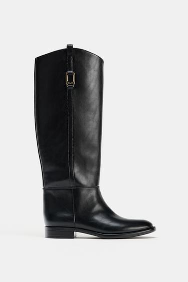 FLAT RIDING BOOTS - Black by Zara