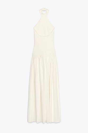 ROBE HALTER COMBINÉE - Écru de Zara - Image 5
