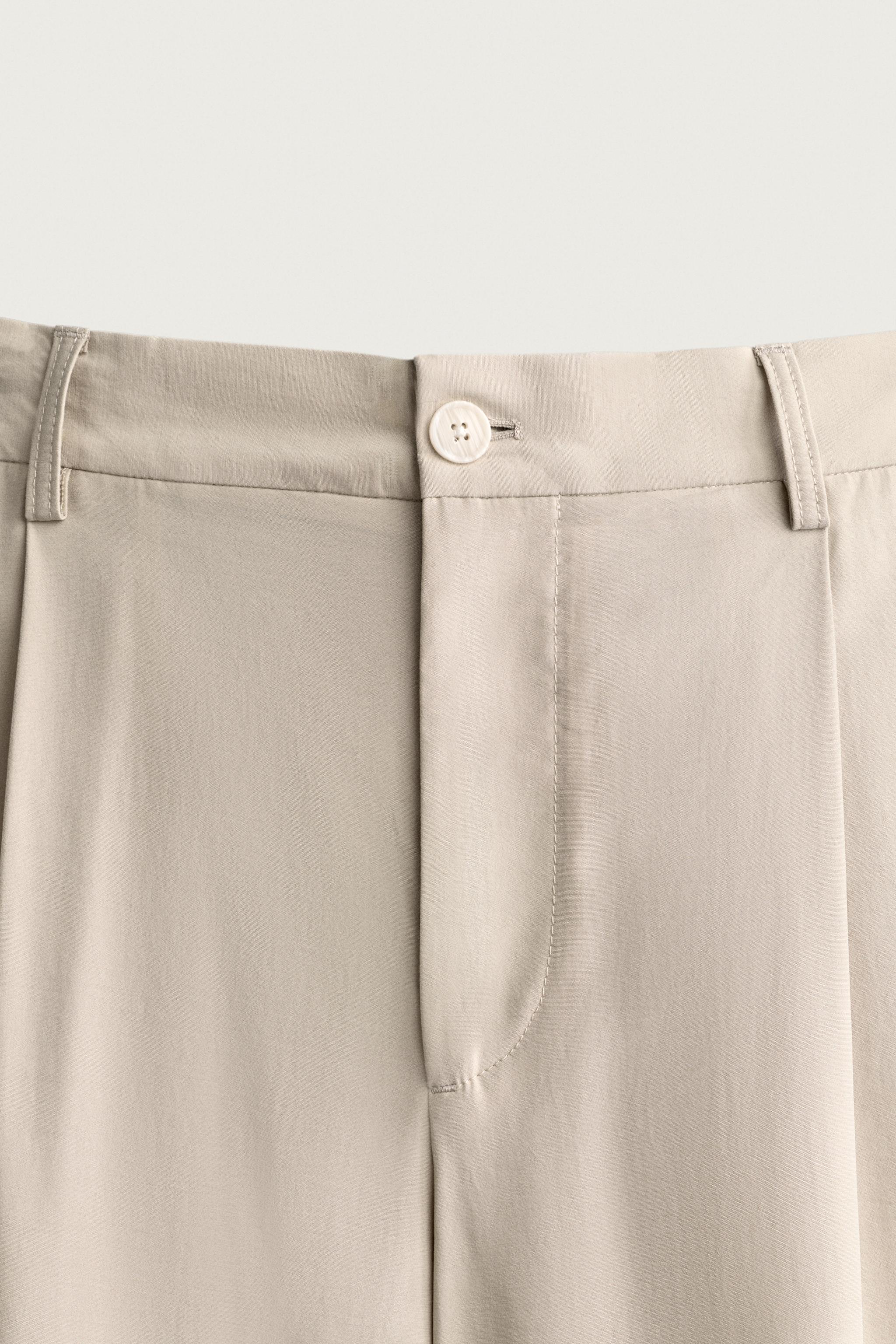Мужские брюки Zara PLEATED RELAXED-FIT PANTS — фото 8