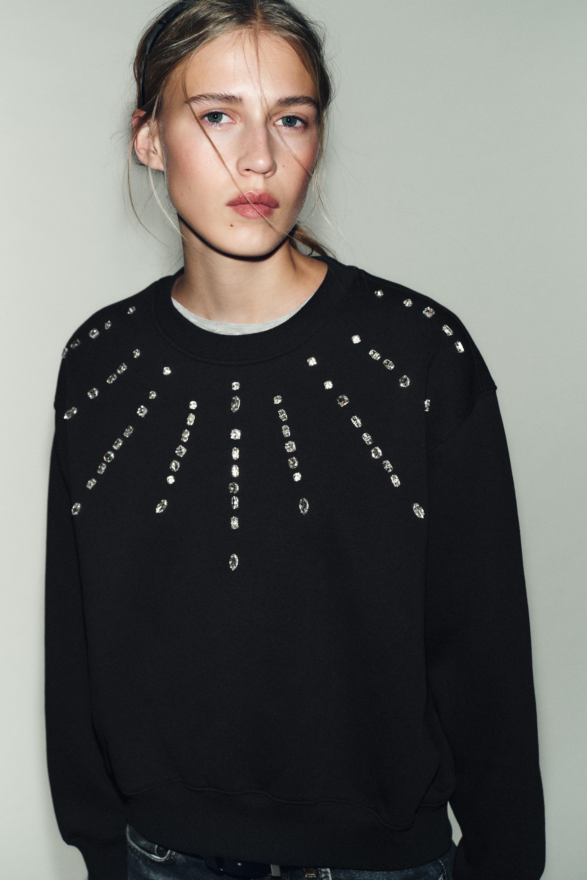 JEWELED FRONT SWEATSHIRT