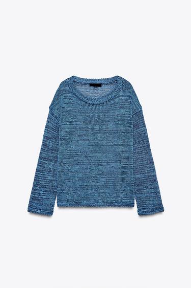 RIBBON TRIM KNIT SWEATER - Blue by Zara
