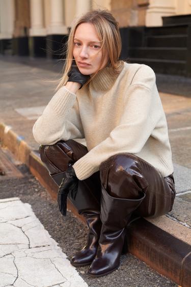 SOFT KNIT HIGH NECK JUMPER - Beige by Zara