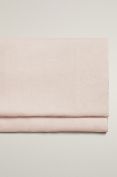 WASHED LINEN FLAT SHEET - Pink by Zara