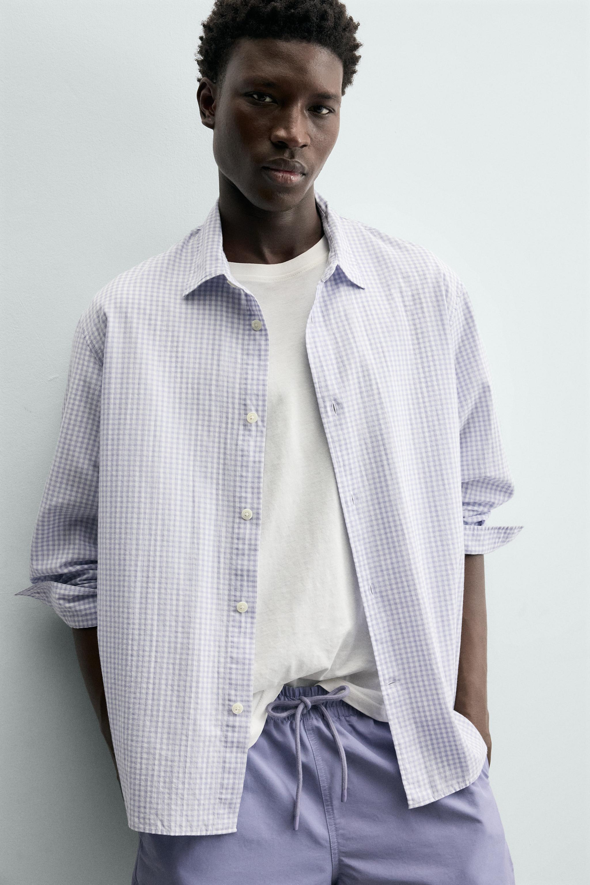 Мужские рубашки Zara REGULAR FIT PLAID SHIRT — фото 5