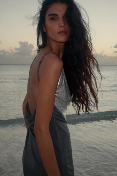 ROBE COURTE BIMATIÈRE EN MAILLE - Plomb foncé de Zara - Image 3