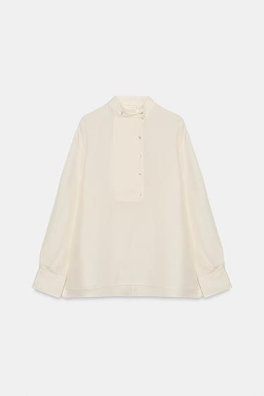 100% SILK SHIRT ZW COLLECTION - Ecru by Zara - Image 7