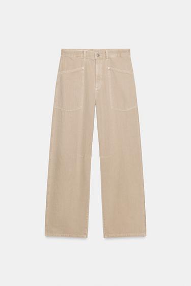 JEANS TRF BALLOON COM BOLSOS - Areia da Zara - Imagem 0