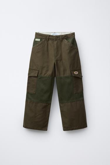 PANTALÓN STRAIGHT PARCHES - Khaki oscuro de Zara