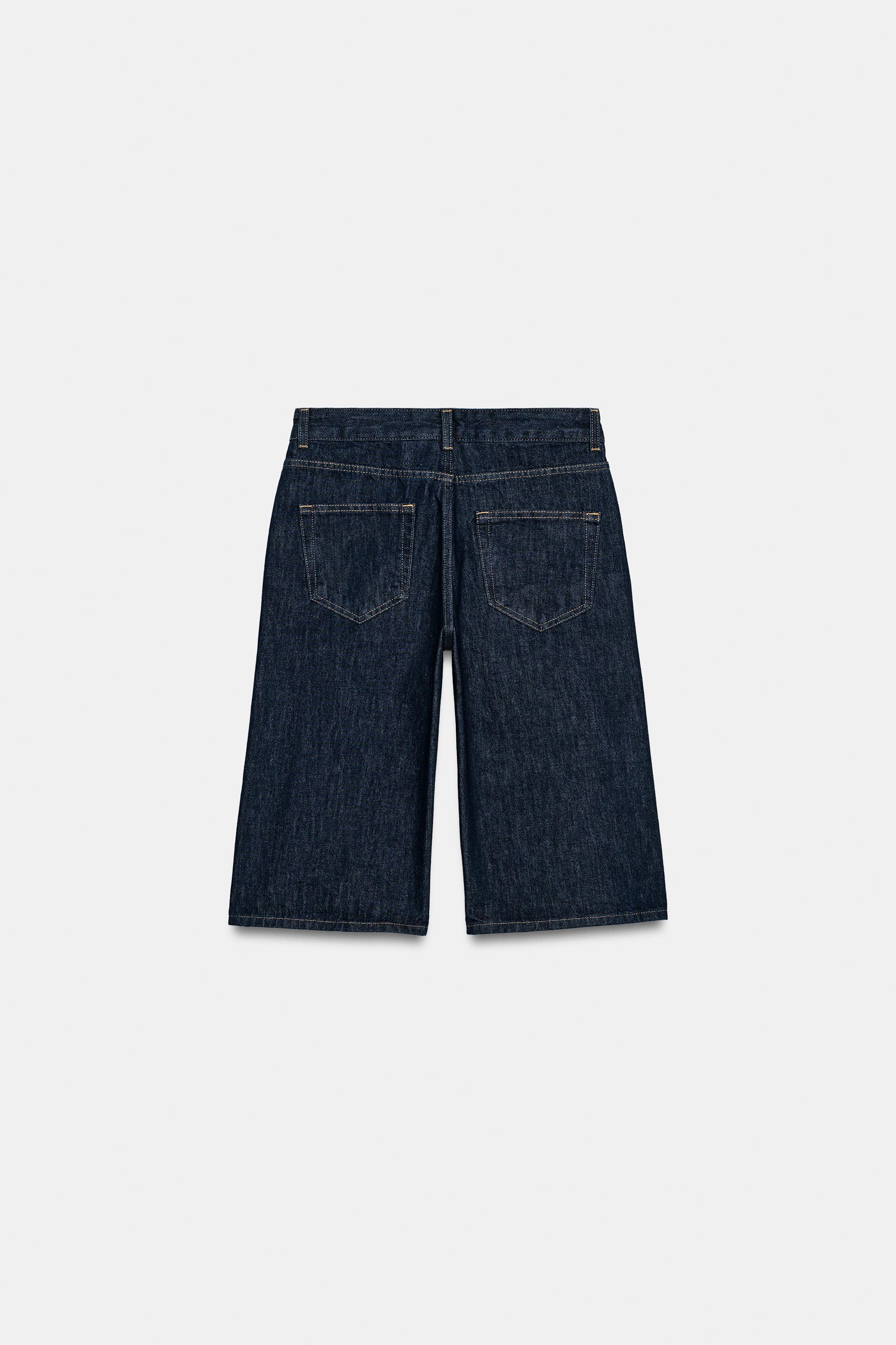 Zara ZW COLLECTION ORTA BEL DENIM BERMUDA görsel 6