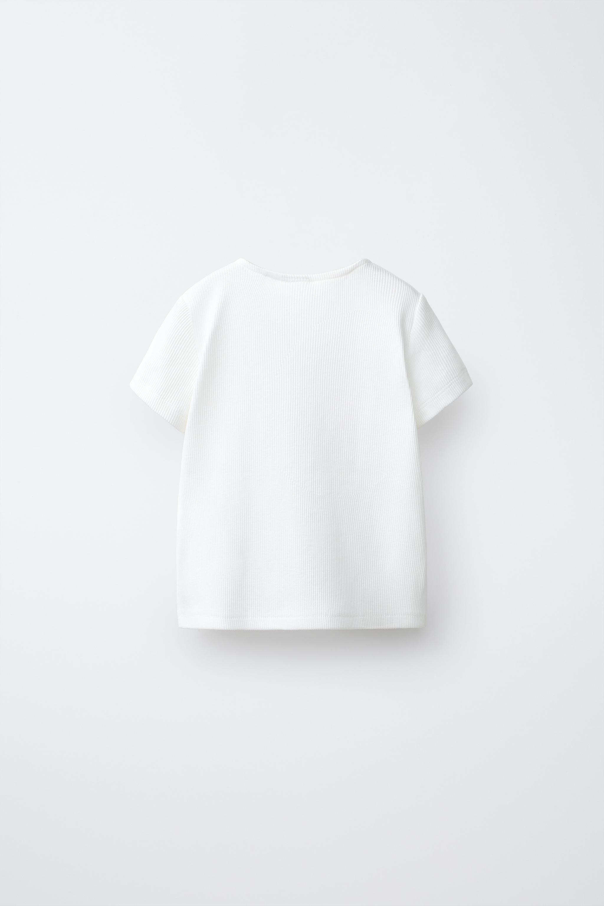 RIBBED T-SHIRT WITH BOWS — White