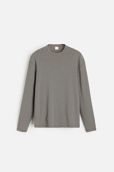 STRIPED JACQUARD T-SHIRT - Ecru / Black by Zara