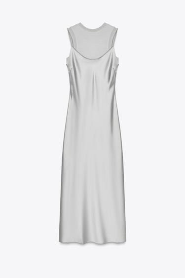 SATIN DRESS WITH WOOL - Greyish by Zara