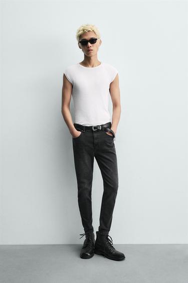 JEANS SKINNY CROPPED FIT - Carbón de Zara