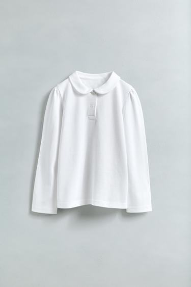 PIQUÉ POLO SHIRT WITH PETER PAN COLLAR - White by Zara - Image 2