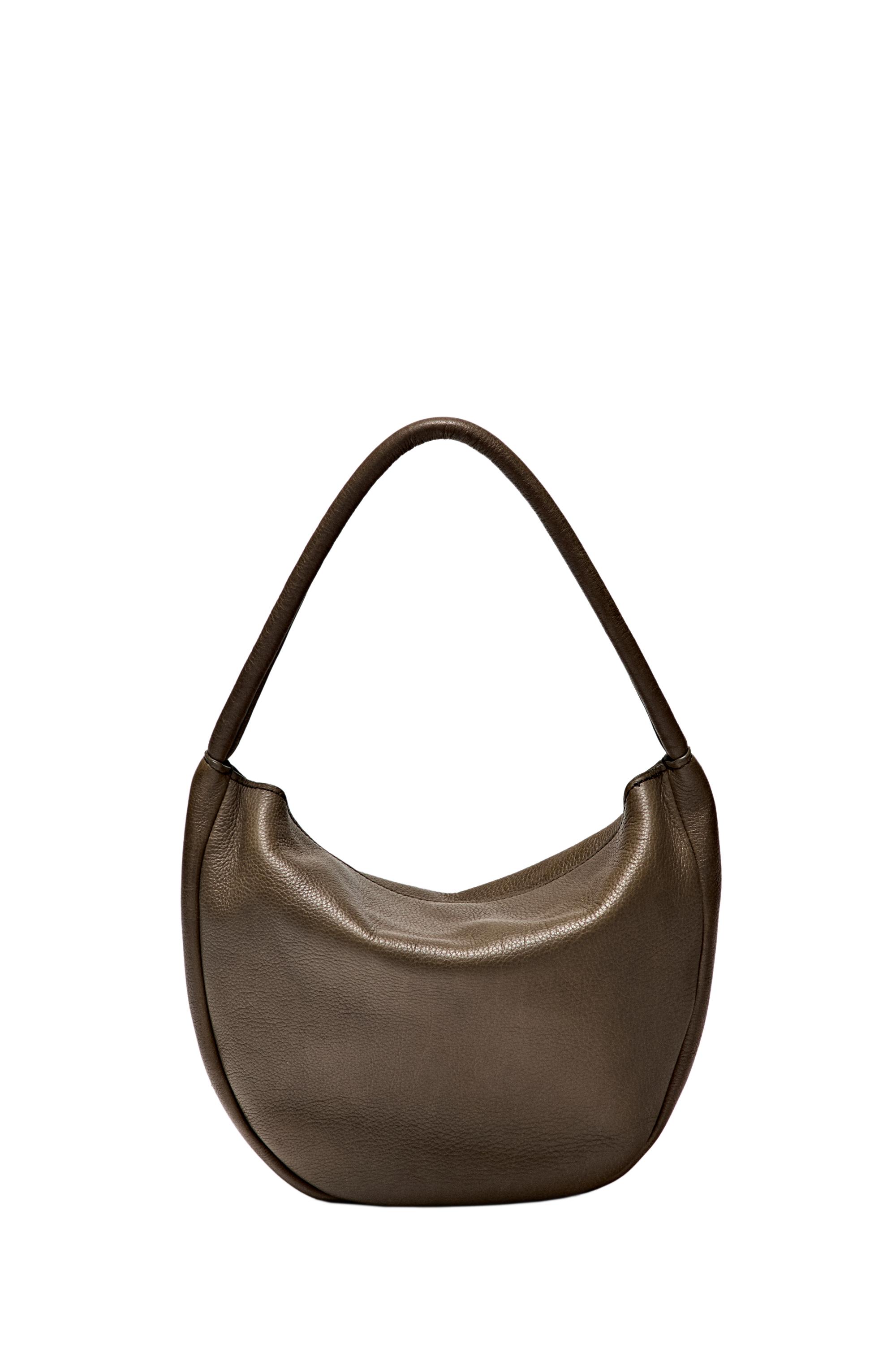 Nappa leather mini slouch bag — Khaki