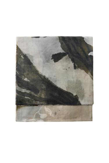 Zara FLORAL PRINT SCARF - Brown / Taupe