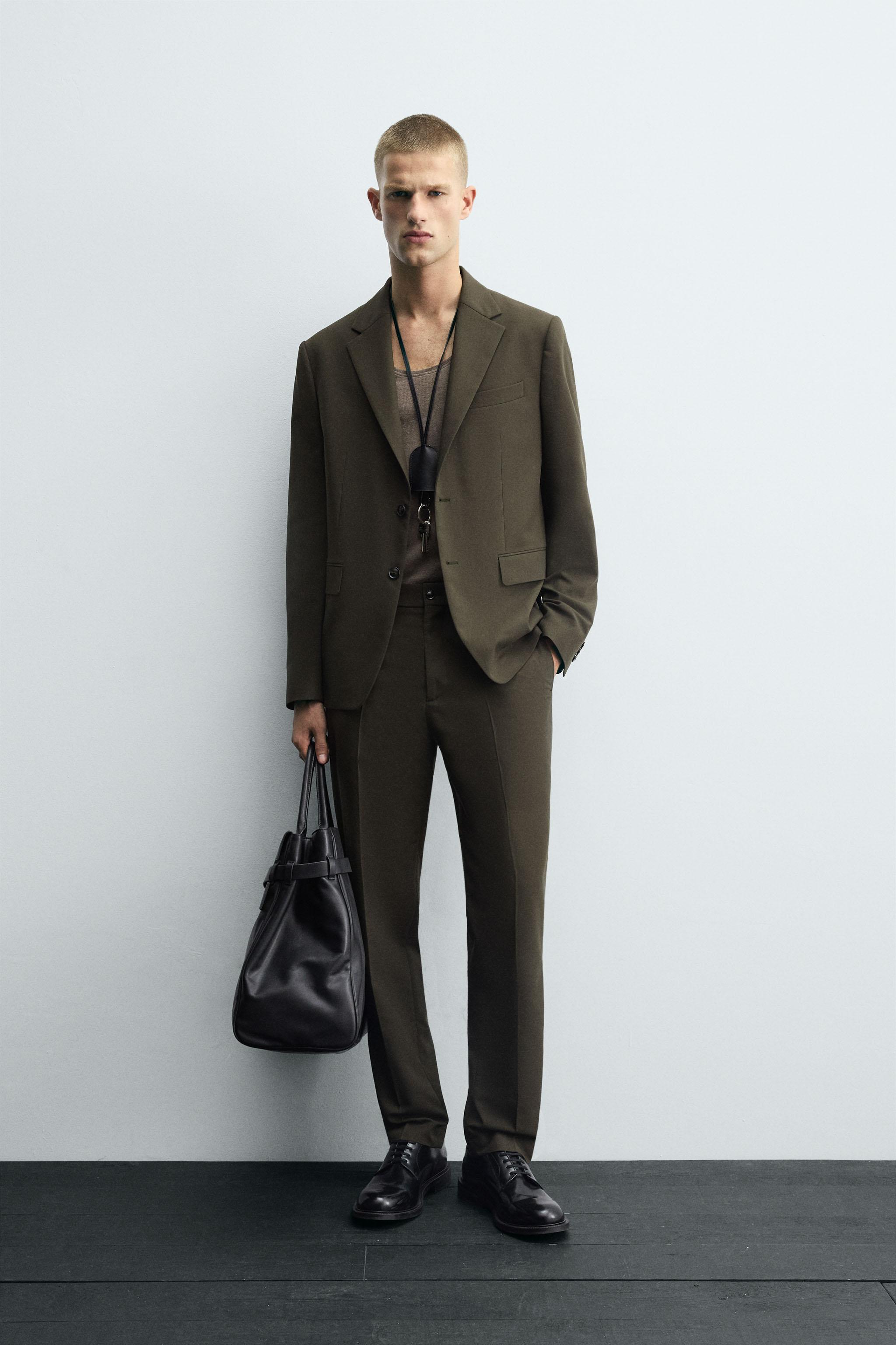 Shypupu★未使用【ZARA】メンズスーツ/ストライプ ピンストライプ スーツ ブレザー - ネイビーブルー | ZARA Japan