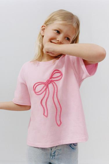 CAMISETA LAZOS CORDÓN - Rosa de Zara