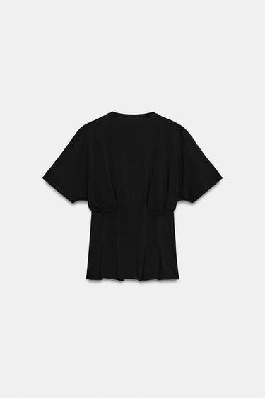 DARTED SLIM FIT T-SHIRT - Black by Zara - Image 5