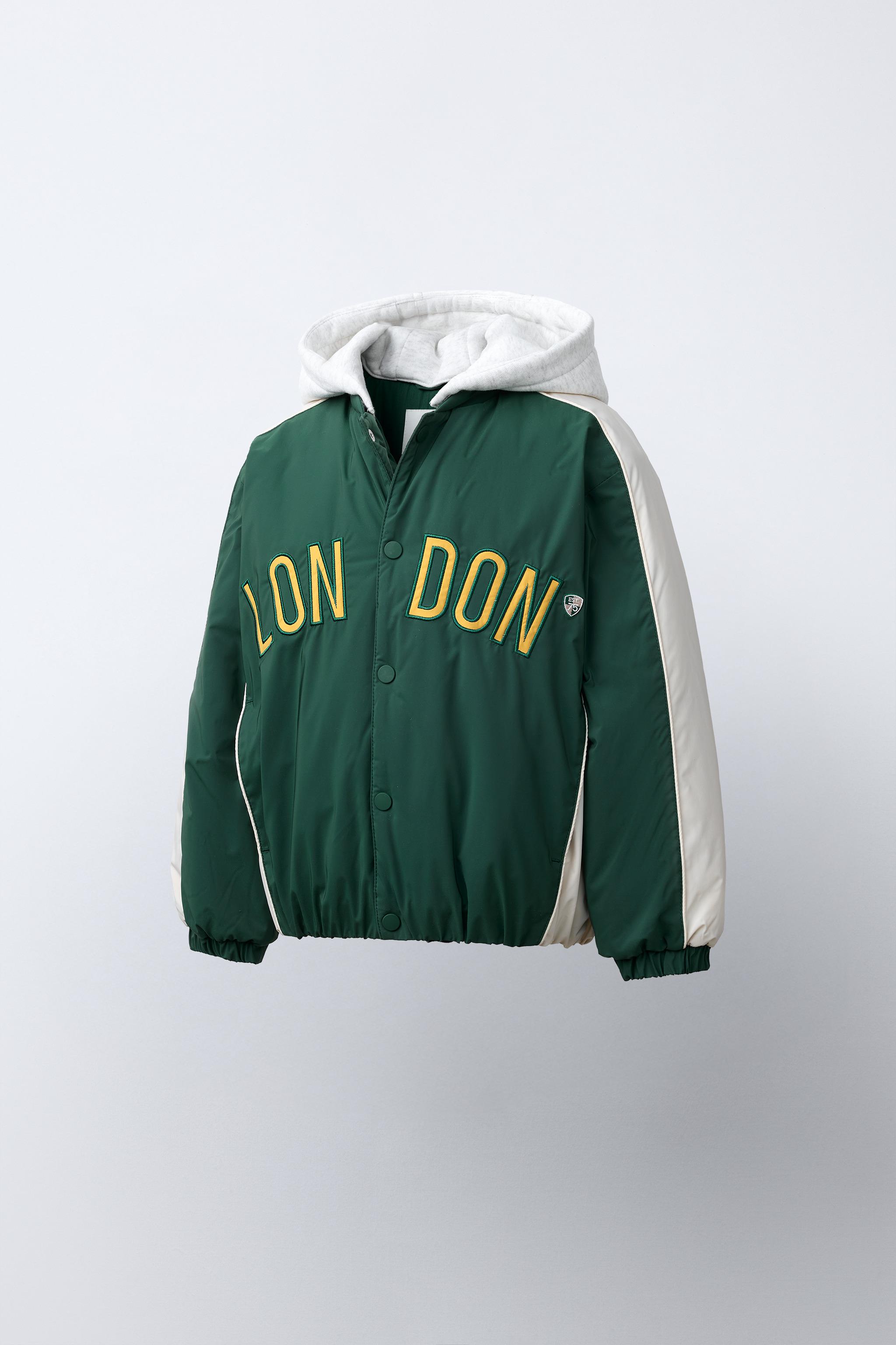 撥水加工入り取り外し可能フリースフード付きボンバージャケット