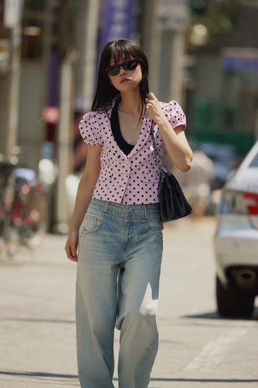 SHORT POLKA DOT JACKET - Light pink by Zara