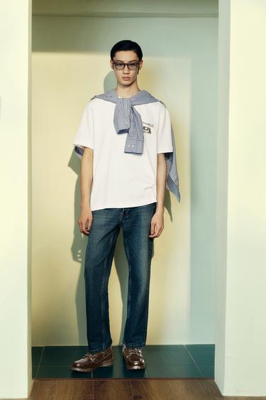 Zara 標準直筒版型牛仔褲 - 中藍色