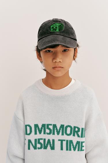 6-14 ANOS/ BONÉ EFEITO LAVADO BORDADO MINECRAFT © MOJANG AB. ™ - Preto da Zara