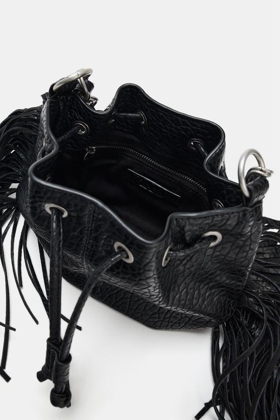 FRINGED SHOULDER BAG - Black by Zara - Image 5