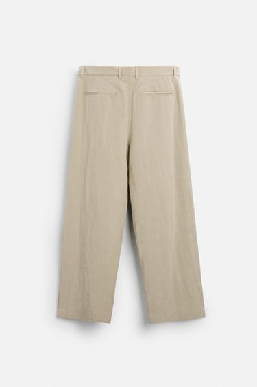 WIDE-FIT PLEATED TROUSERS - Stone by Zara - Image 6