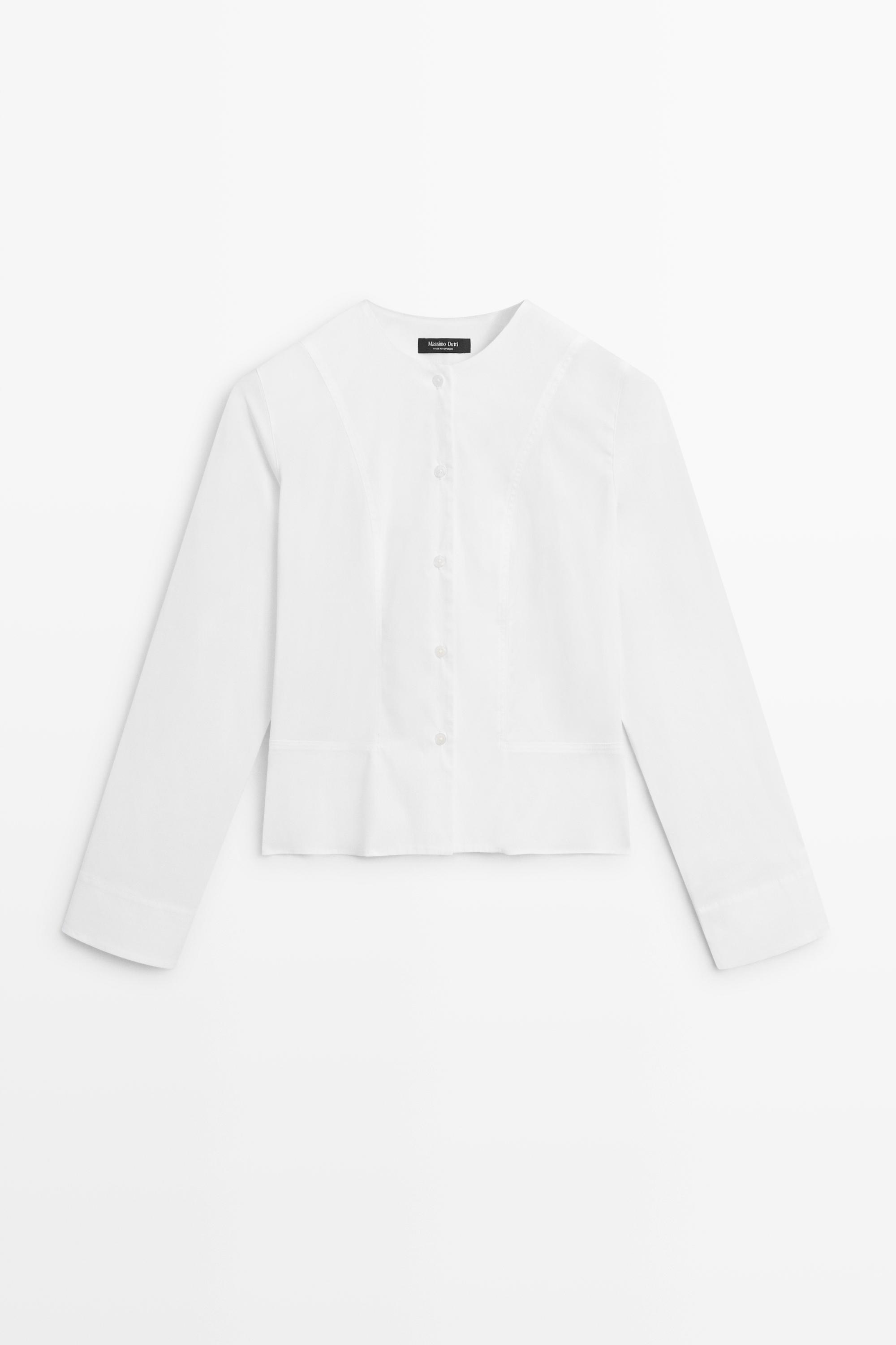 Chemise en popeline à col détaillé