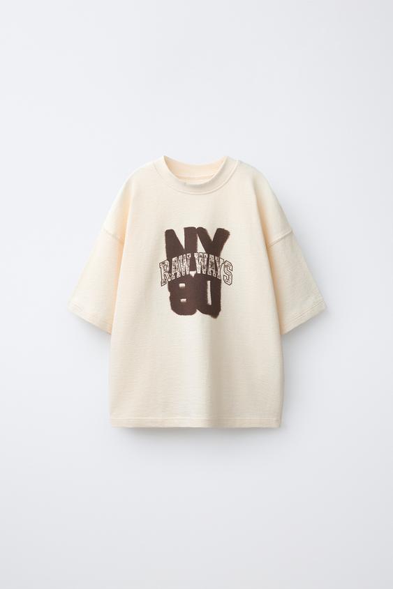 SPRAY EFFECT TEXTURE T-SHIRT - Ecru de Zara - Imagen 0