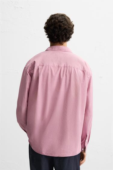 CHEMISE DÉLAVÉE EN COTON - Rose de Zara - Image 3
