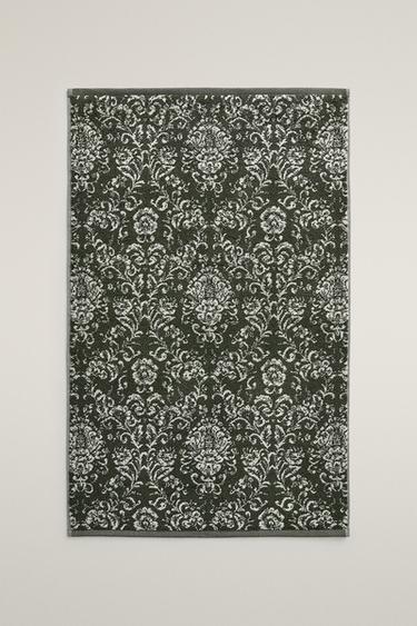 FLORAL JACQUARD TERRY BATH MAT - Dark green by Zara - Image 0