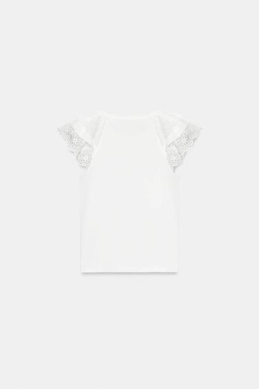 T-SHIRT BRODERIES MANCHES COURTES - Blanc de Zara - Image 5